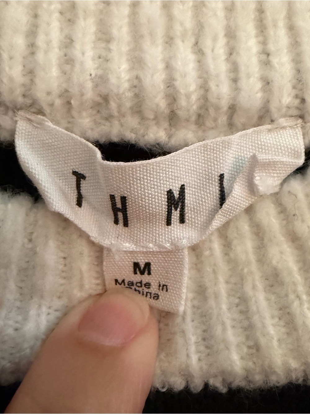THML Black Drew Top Sweater | Puff Sleeve Contrast Trim | Size M - Picture 6 of 8